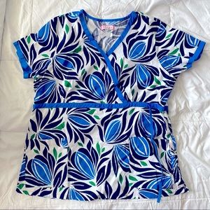 Koi floral print scrub top